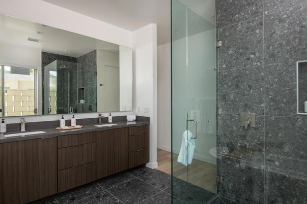 Bathroom, Dual Sink Vanities, Glass Shower, Interior, Recessed Lighting