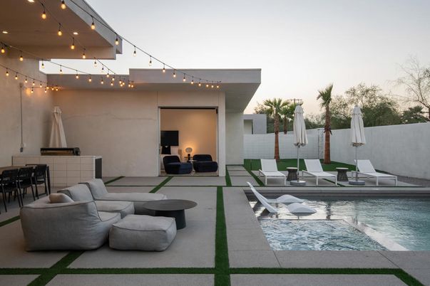 Exterior, Fireplace, Pool