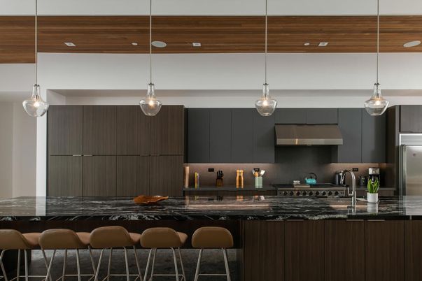 Interior, Kitchen, Pendant Lights, Recessed Lighting, Stainless Steel Appliances