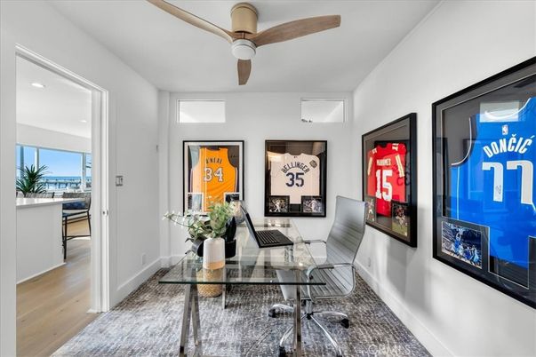 Home Office, Interior, Recessed Lighting, Wood Texture Flooring