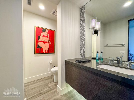 Bathroom, Interior, Recessed Lighting, Wood Texture Flooring