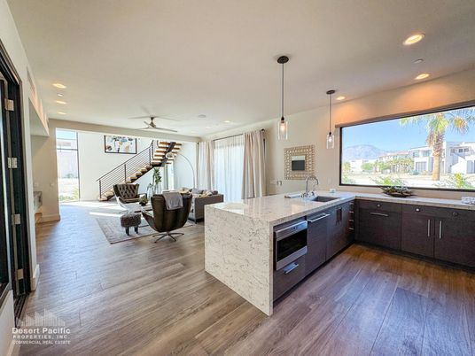 Interior, Kitchen, Pendant Lights, Recessed Lighting, Wood Texture Flooring