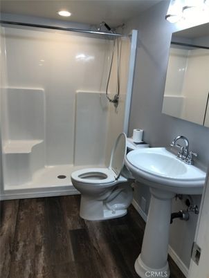 Bathroom, Interior, Recessed Lighting, Wood Texture Flooring