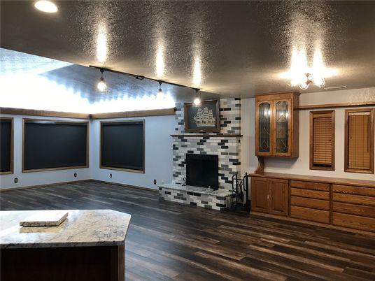 Fireplace, Interior, Recessed Lighting, Wood Texture Flooring