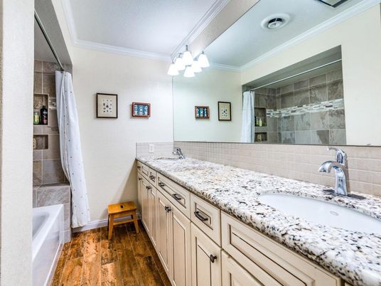 Bathroom, Dual Sink Vanities, Interior, Wood Texture Flooring