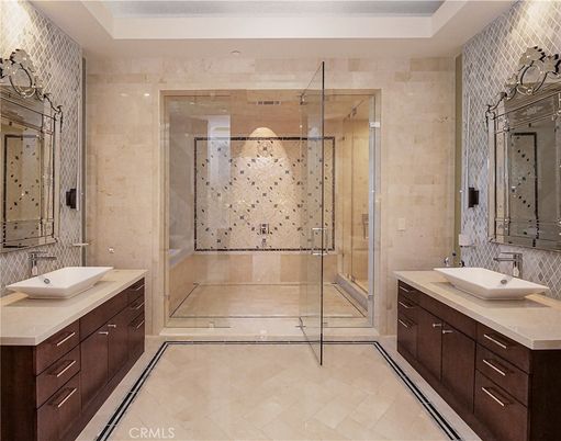 Bathroom, Dual Sink Vanities, Glass Shower, Interior, Recessed Lighting