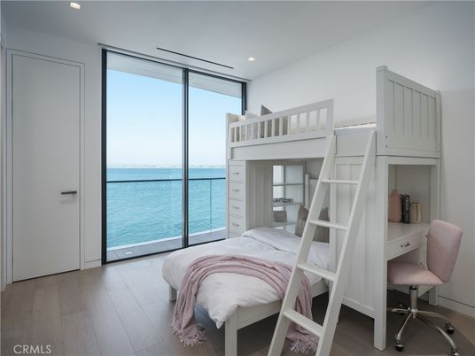 Bedroom, Interior, Recessed Lighting, Water, Wood Texture Flooring