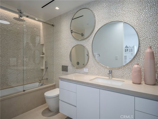 Bathroom, Dual Sink Vanities, Glass Shower, Interior, Recessed Lighting