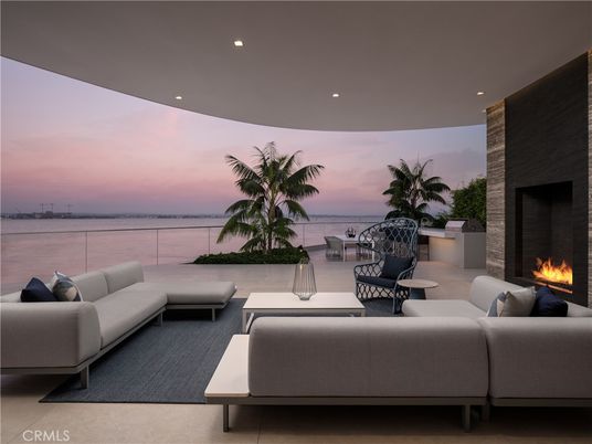 Exterior, Fireplace, Interior, Living room, Recessed Lighting, Water