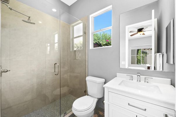 Bathroom, Glass Shower, Interior, Recessed Lighting