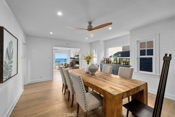 Dining room, Interior, Recessed Lighting, Wood Texture Flooring