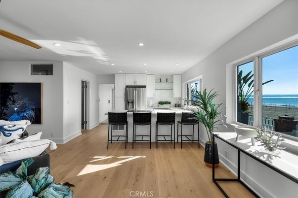 Interior, Kitchen, Recessed Lighting, Stainless Steel Appliances, Water, Wood Texture Flooring