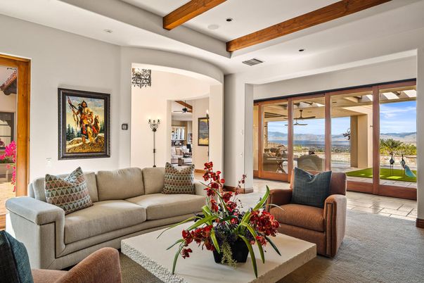 Interior, Living room, Recessed Lighting, Wooden Beams