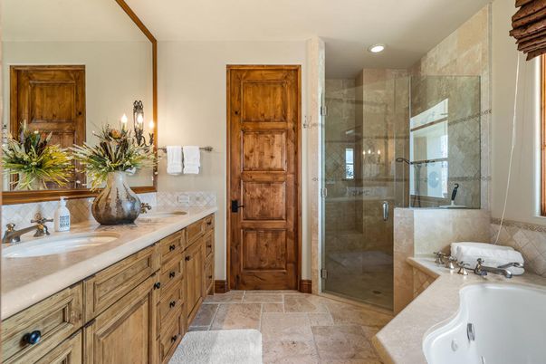 Bathroom, Dual Sink Vanities, Glass Shower, Interior, Recessed Lighting