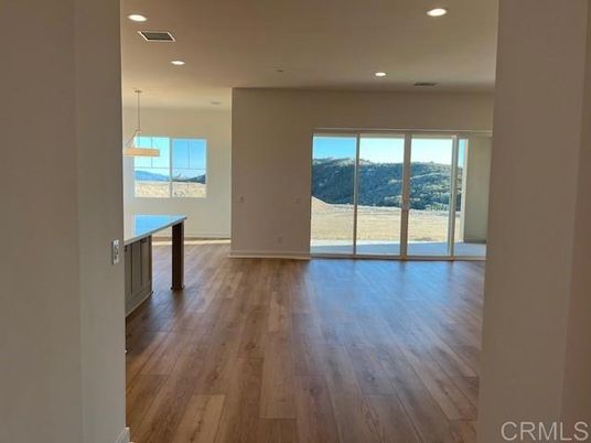 Empty room, Interior, Pendant Lights, Recessed Lighting, Wood Texture Flooring