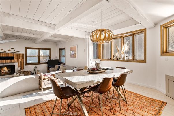 Dining room, Fireplace, Interior, Living room, Pendant Lights
