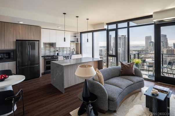 Interior, Kitchen, Living room, Pendant Lights, Recessed Lighting, Stainless Steel Appliances, Wood Texture Flooring