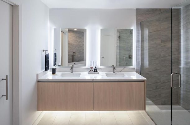 Bathroom, Dual Sink Vanities, Glass Shower, Interior