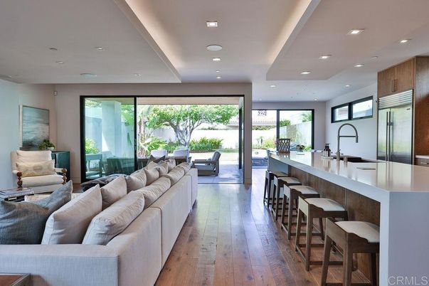 Interior, Kitchen, Living room, Recessed Lighting, Wood Texture Flooring