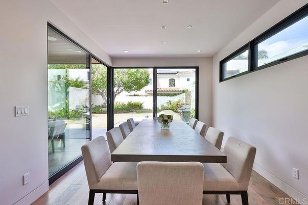 Dining room, Interior, Recessed Lighting, Wood Texture Flooring