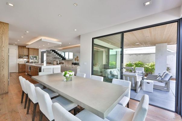Dining room, Interior, Kitchen, Recessed Lighting, Wood Texture Flooring