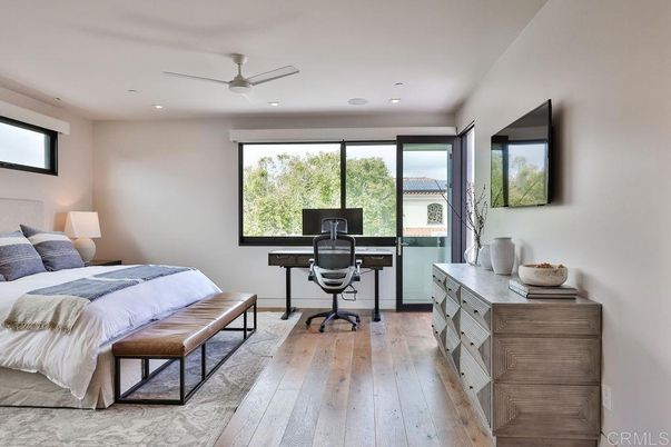 Bedroom, Home Office, Interior, Recessed Lighting, Wood Texture Flooring