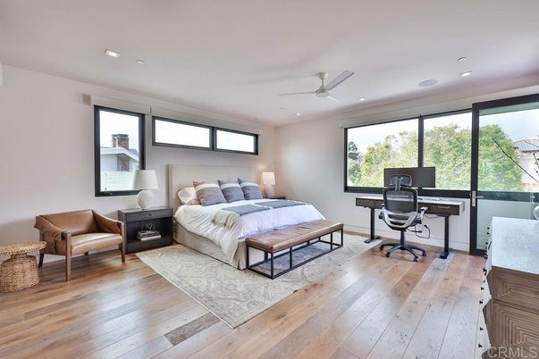 Bedroom, Home Office, Interior, Recessed Lighting, Wood Texture Flooring
