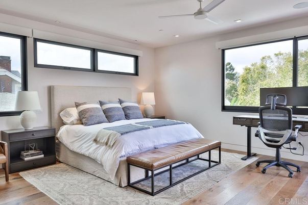 Bedroom, Home Office, Interior, Recessed Lighting, Wood Texture Flooring