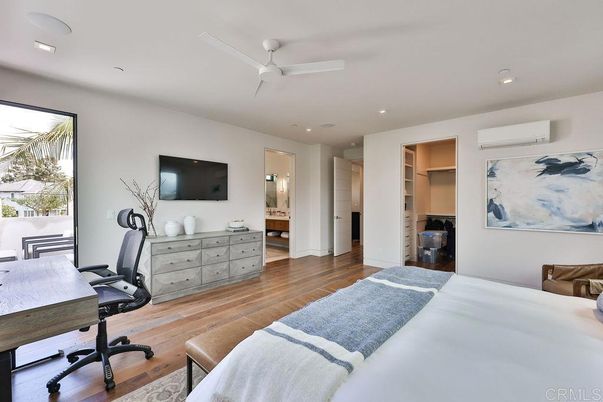 Bedroom, Home Office, Interior, Recessed Lighting, Wood Texture Flooring