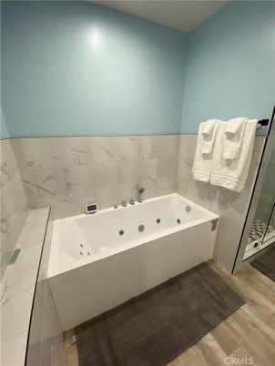 Bathroom, Interior, Marble Walls, Wood Texture Flooring