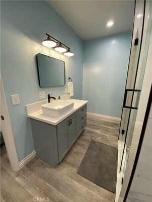 Bathroom, Interior, Recessed Lighting, Wood Texture Flooring