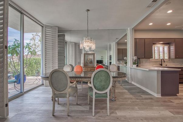 Chandelier, Dining room, Interior, Kitchen, Recessed Lighting, Wood Texture Flooring