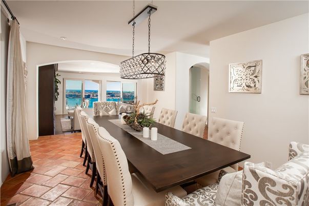Dining room, Interior, Pendant Lights, Water