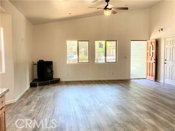 Empty room, Fireplace, Interior, Recessed Lighting, Wood Texture Flooring