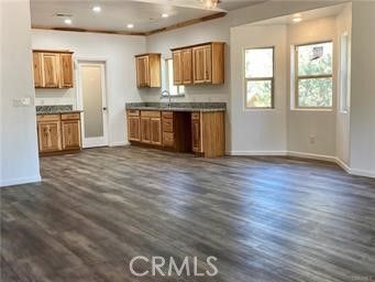 Empty room, Interior, Kitchen, Recessed Lighting, Wood Texture Flooring