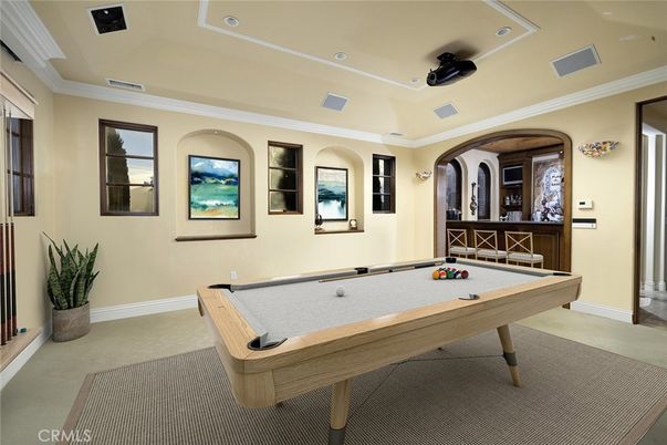 Billiard Table, Game Room, Interior, Recessed Lighting