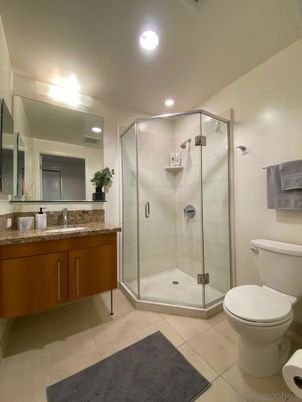 Bathroom, Glass Shower, Interior, Recessed Lighting