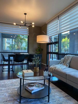 Dining room, Interior, Living room, Pendant Lights, Wood Texture Flooring