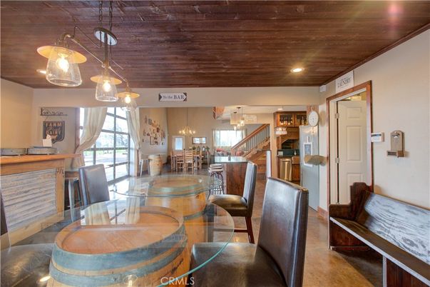 Dining room, Interior, Pendant Lights, Recessed Lighting, Wooden Ceilings