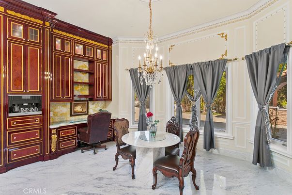 Chandelier, Home Office, Interior, Marble