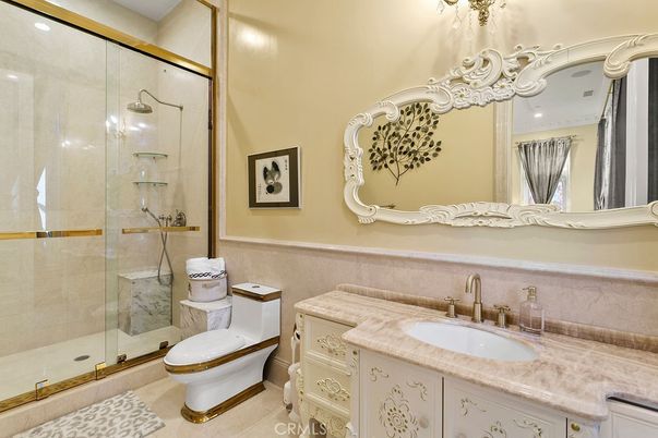Bathroom, Glass Shower, Interior, Recessed Lighting