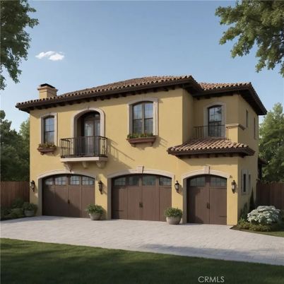 Attached, Exterior, Facade, Mediterranean