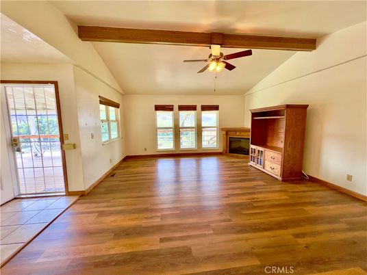 Empty room, Fireplace, Interior, Wooden Beams, Wood Texture Flooring