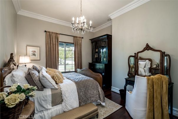 Bedroom, Chandelier, Interior, Wood Texture Flooring