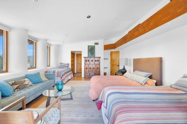 Bedroom, Interior, Recessed Lighting, Wooden Beams, Wood Texture Flooring