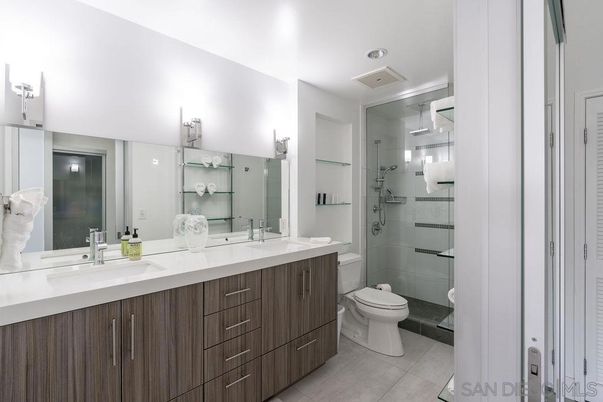 Bathroom, Dual Sink Vanities, Glass Shower, Interior, Recessed Lighting