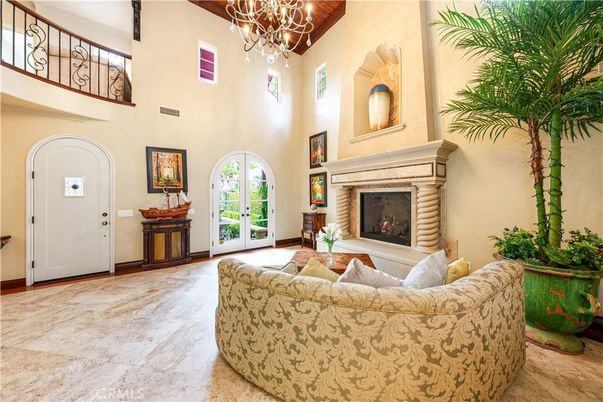 Chandelier, Fireplace, Interior, Living room