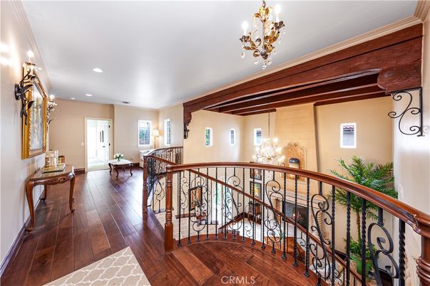 Chandelier, Interior, Recessed Lighting, Wooden Beams, Wood Texture Flooring