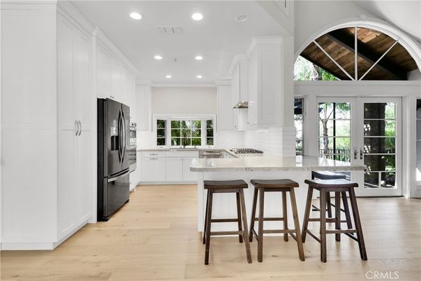 Interior, Kitchen, Recessed Lighting, Stainless Steel Appliances, Wooden Ceilings, Wood Texture Flooring