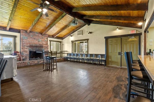 Dining room, Fireplace, Interior, Stone Walls, Wooden Beams, Wooden Ceilings, Wood Texture Flooring